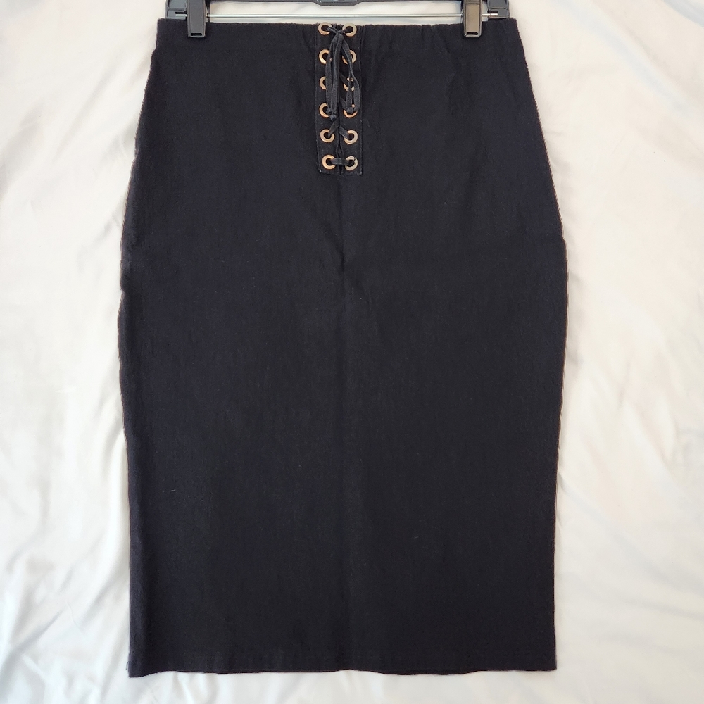 TOP 10 Strechy Black Lace Pencil Skirt Large